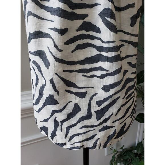 Nine West Top Blouse Women's XL White Black Zebra Print Sleeveless Keyhole Back - Picture 9 of 10